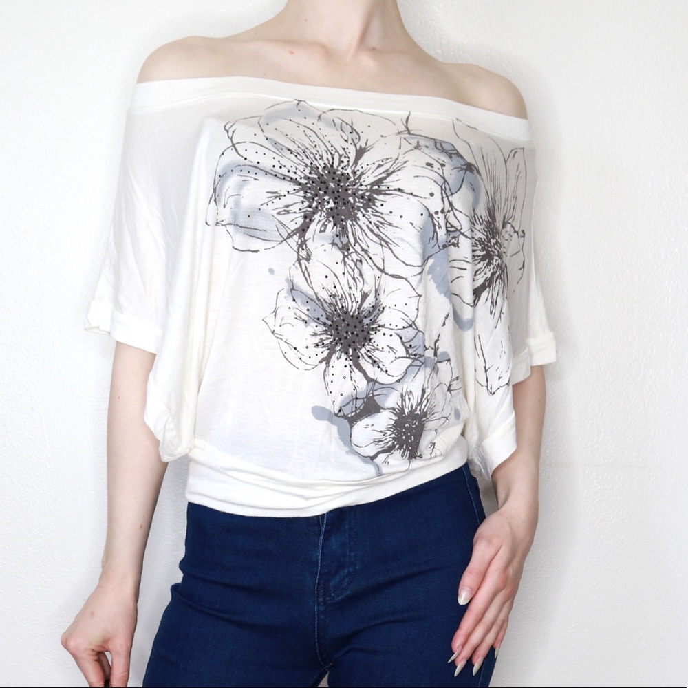 Dolman Sleeve Floral Print Top